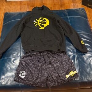 Overtime YNG Dreamerz Black Hoodie and Shorts with Yellow Logo